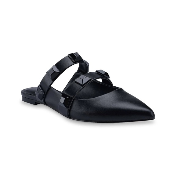 MARC FISHER BLACK SEARLI STUDDED MULE SIZE 9 - Picture 1 of 4